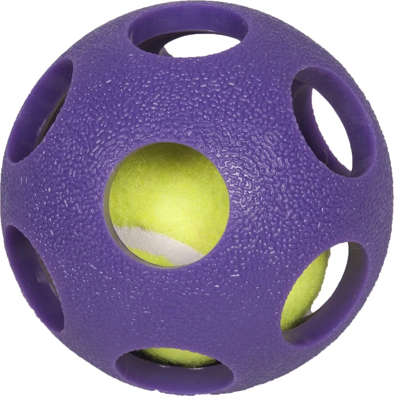 Hondenspeelgoed TPR Ball met Tennisbal - 9 x 9 x 9 cm de Flamingo en Violet – photo produit