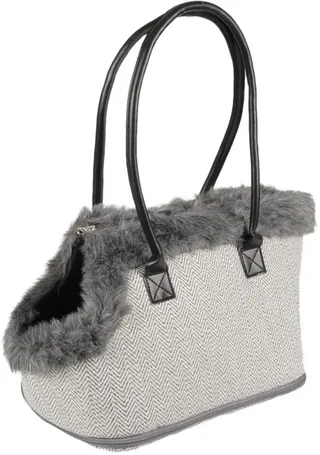 Hondentas Flamingo Esmee – stijlvolle honden draagtas – draagtas hond & kat – 52 cm – tot 5 kg fra Flamingo i Grå – produktbillede 1 af 5
