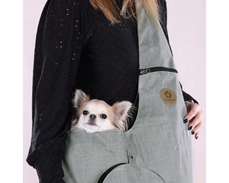 Hondentas Flamingo Kanga – comfortabele honden draagtas buikdrager – draagtas hond & kat – 44 cm – tot 5 kg by Flamingo in Grey – product photo 3 of 5
