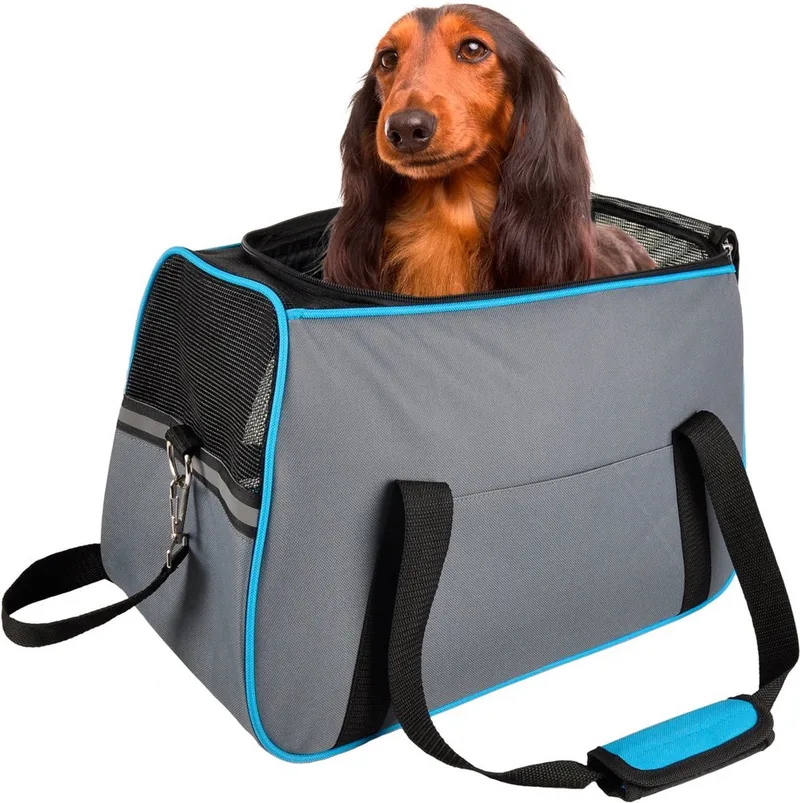 Hondentas Flamingo Leona – comfortabele honden draagtas – draagtas hond & kat – 44 cm – tot 10 kg de Flamingo en Gris – photo produit 1 sur 6