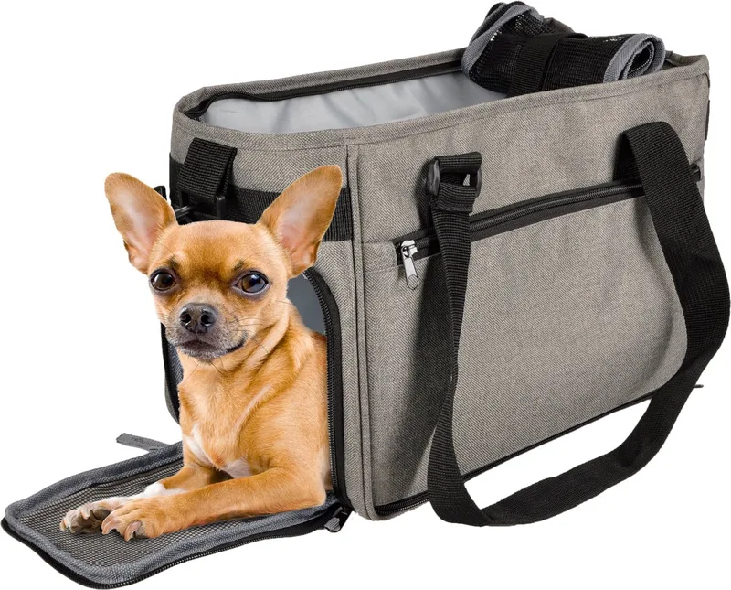 Hondentas Flamingo Zofia – comfortabele honden draagtas – draagtas hond & kat – 40 cm – tot 6 kg von Flamingo in Grau – Produktfoto