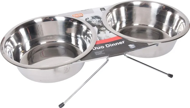 Hondenvoerbak Duo Dinner - 25cm by Flamingo in Silver – product photo