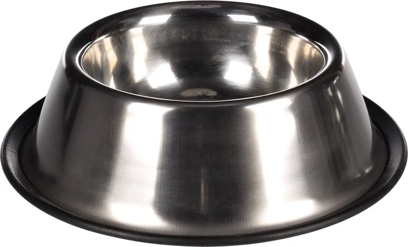 Hondenvoerbak met rubberen Antisliprand - 16 cm by Flamingo in Silver – product photo