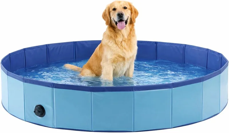 Hondenzwembad 160 cm - groot opvouwbaar hondenbad - zwembad voor honden - blauw - verkoelend plonsbad - zonder luchtpomp från Flamingo i Blauw160 – produktbild