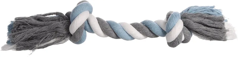 Jim Met 2 Knopen - Speelgoed Honden - Hs Katoen Jim Knoopbeen 2 Knopen Blauw/wit/grijs Xl 40cm - 1st - 138252 - 1st de Flamingo en Bleu – photo produit