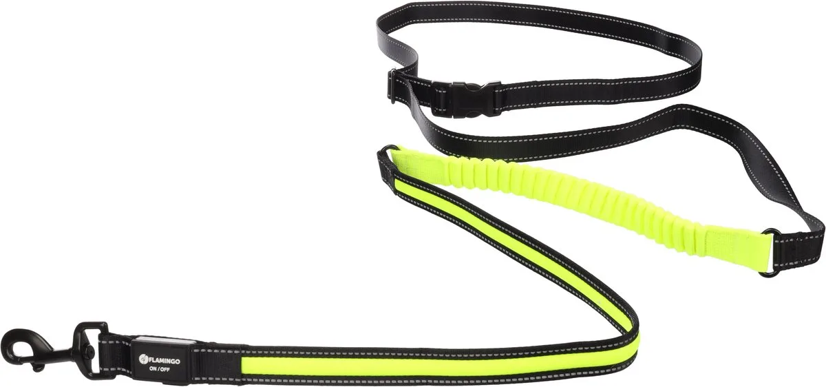 Jogginglijn Flitzy met Heupriem Led Lijn 105-175cm Riem 70-160cm de Flamingo en Jaune – photo produit