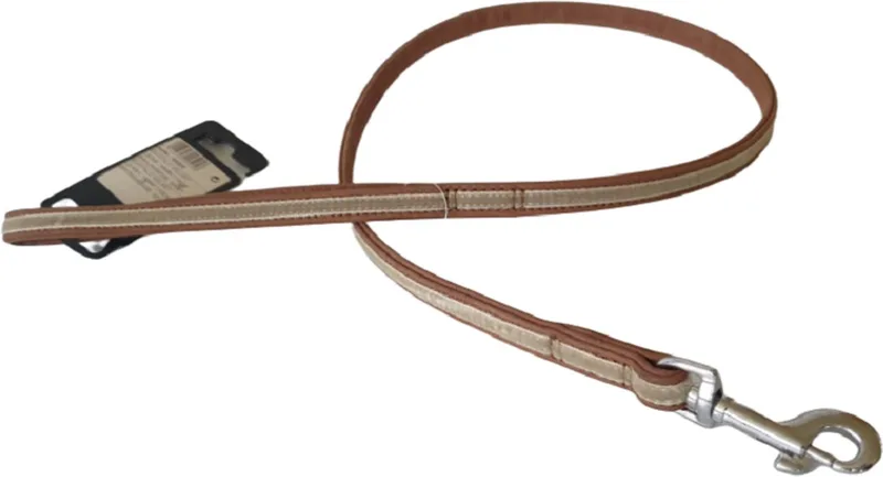 KARLIE FLAMINGO Buffalo Velvet Hondenriem / Hondenlijn - Buffelleder - Breedte 14 mm - Lengte 110 cm - Bruin / Beige - Geschikt voor middelgrote honden von Flamingo in Braun, Beige – Produktfoto