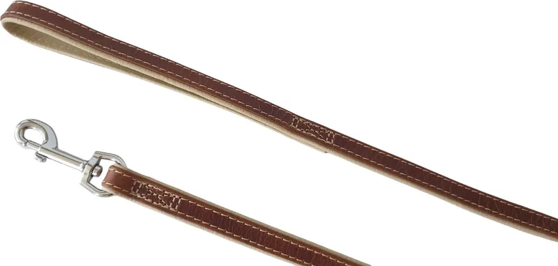 KARLIE FLAMINGO Comfort Hondenriem / Hondenlijn - Echt Leder - M - Breedte: 18 mm - Lengte: 100 cm by Flamingo in Brown – product photo