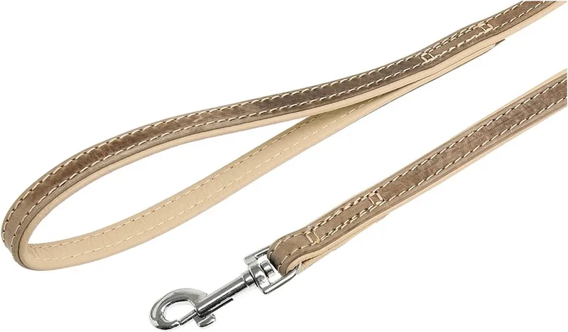 KARLIE FLAMINGO Comfort Hondenriem / Hondenlijn - Echt Leder - M - Breedte: 18 mm - Lengte: 100 cm - Geschikt voor middelgrote tot grote honden fra Flamingo i Grå – produktbillede
