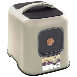 Kattenbak – design line – Flamingo Trudy Taupe – 38,5x51x44,5 cm – gerecycleerde kunststof – met magnetische deur & koolfilter – kattenbakschep inbegrepen – makkelijk schoon te maken by Flamingo in Cappuccino – product photo 3 of 3