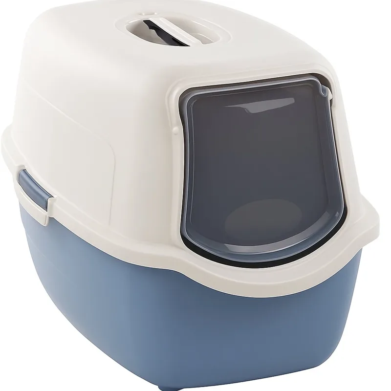 Kattenbak – Flamingo Katten Toilet met Filter – Gesloten Kattenhuis Kattenbak – Kittentoilet – 57x39x41 cm by Flamingo in Blue – product photo
