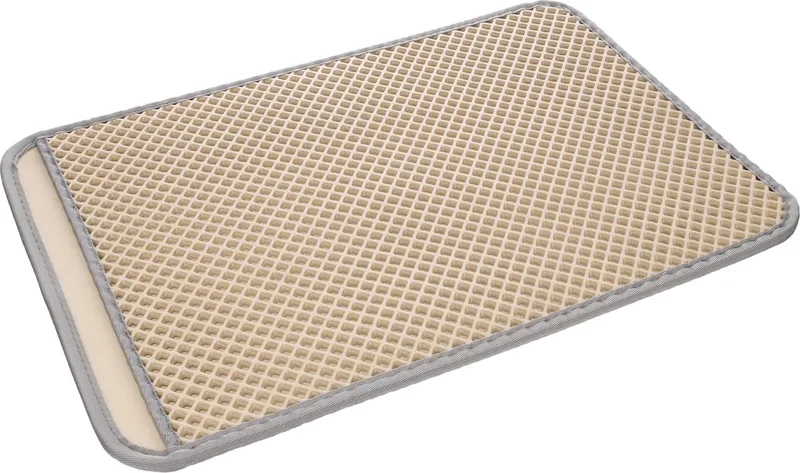 Kattenbakmat Matz – 61 cm L x 41 cm B x 1.3 cm H, Antislip, Waterdicht - Honingraatstructuur - Uitloopmat - Placemat Kat - Schoonloopmat Kattenbak - Kattenbak Accessoires - Katten Grit Opvanger - Katten Mat de Flamingo en Beige – photo produit 1 sur 3