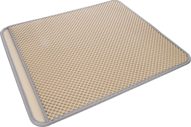 Kattenbakmat Matz – 70 cm L x 60 cm B x 1.3 cm H,Antislip, Waterdicht - Honingraatstructuur - Uitloopmat - Placemat Kat - Schoonloopmat Kattenbak - Kattenbak Accessoires - Katten Grit Opvanger - Katten Mat van Flamingo in Beige – productfoto