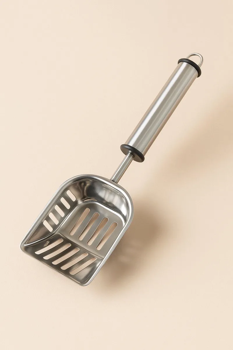Kattenbakschep "Ian" – 31,5 x 14,2 x 4 cm – Duurzame en Fijnmazige Schep voor Kattenbakreiniging by Flamingo in Silver – product photo 1 of 3