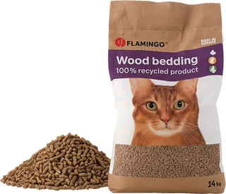 Kattenbakvulling houtkorrel – Kattenbakvulling 14kg voor 140 dagen – Flamingo Houtkorrel Bruin – 100% natuurlijk hout & composteerbaar de Flamingo – photo produit 1 sur 3