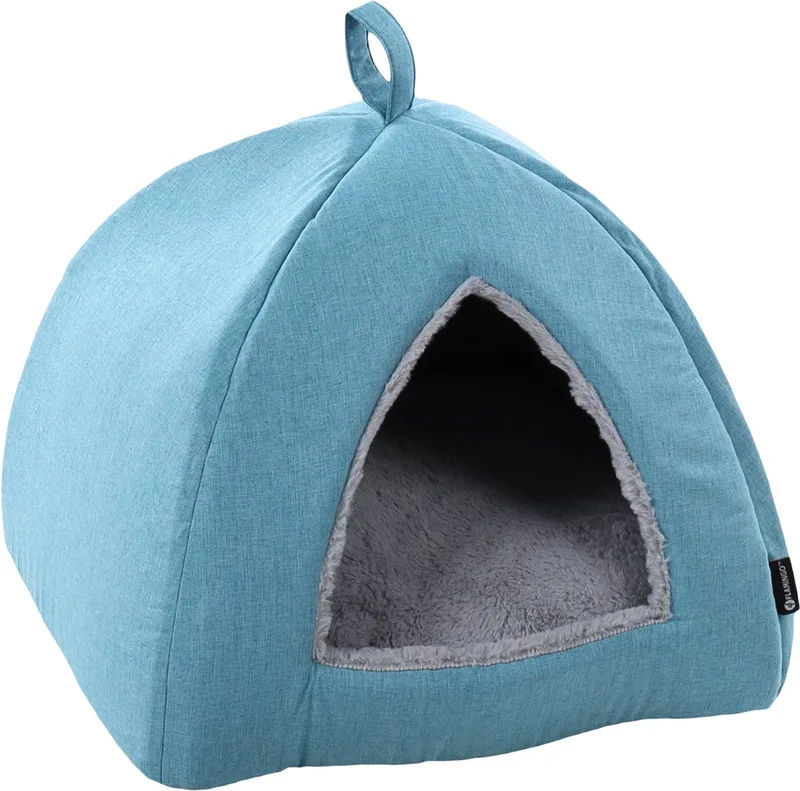 Kattenbed – katten slaapmand – kattenhuis – kattenhol – Cat cave – 38 x 38 x 40 cm – Flamingo Slaapplaats Isidoor von Flamingo in Blau – Produktfoto