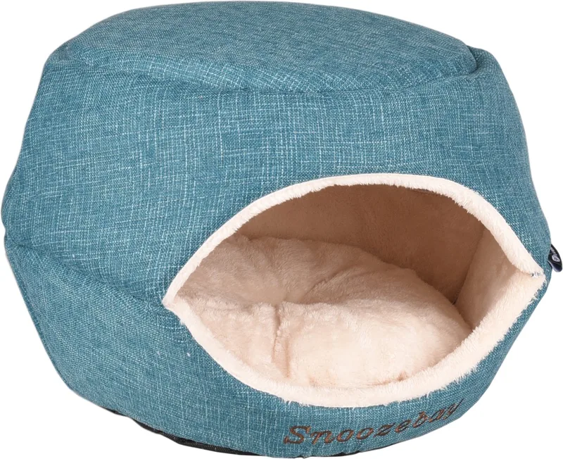 Kattenbed – katten slaapmand – kattenhuis – kattenhol – Cat cave – Blauw/Crème, 45 x 35 x 35 cm – Flamingo Slaapplaats Snoozebay by Flamingo in Blue – product photo