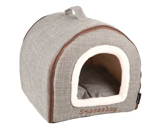 Kattenbed – katten slaapmand – kattenhuis – kattenhol – Cat cave – Bruin/Crème, 45 x 35 x 35 cm – Flamingo Slaapplaats Snoozebay de Flamingo en Marron – photo produit 2 sur 5
