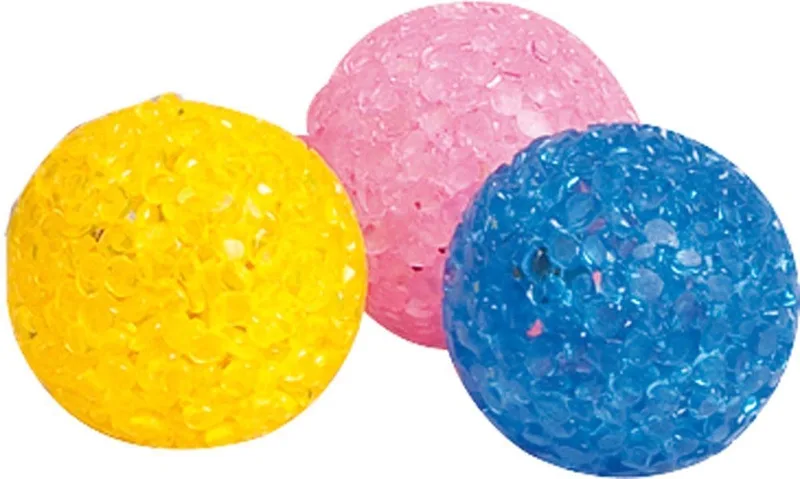 Kattenspeelgoed Ball Glitter - Roze/Blauw/Geel de Flamingo en Willekeurig – photo produit