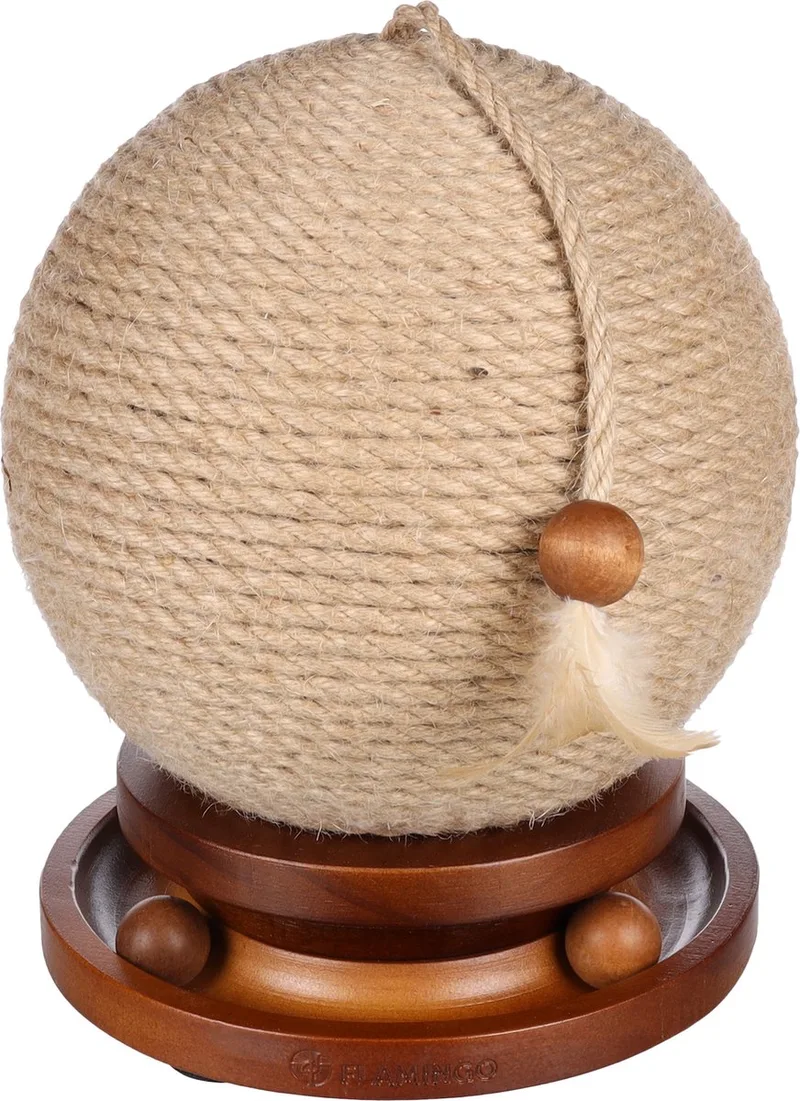 kattenspeelgoed Krabbal Isabella Bruin Ø 21 cm – Interactieve speelbal met krabkarton, ballenbaan en veer – Compact krabplezier voor katten de Flamingo en Bruin5 – photo produit
