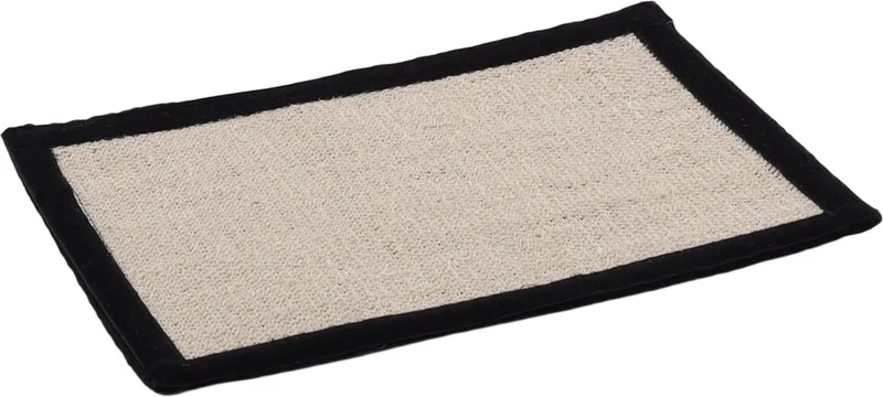 kattenspeelgoed Krabmat & Zwart – Sisal krabmat 32 x 45 cm met klittenband – Krabspeelgoed kat – Meubelbescherming – Krabmat bank – Krabmat poot de Flamingo en Beige – photo produit