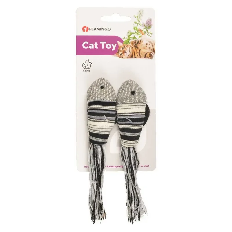 Kattenspeelgoed Pirin 2 vissen - 16 x 4 x 2 cm de Flamingo en Gris – photo produit 2 sur 2