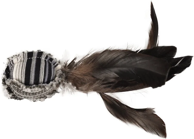 Kattenspeelgoed Pirin Bal met Veren - 20 x 7 x 4 cm von Flamingo in Schwarz – Produktfoto