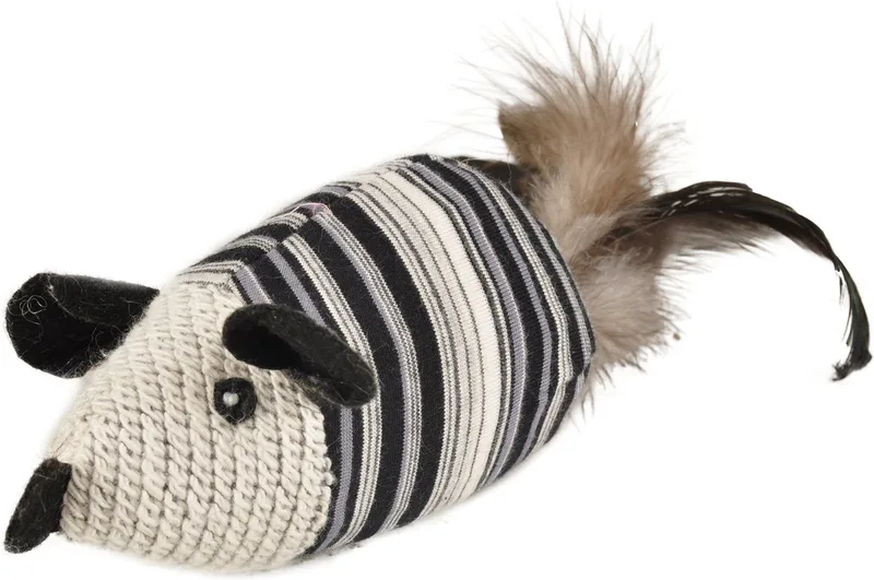 Kattenspeelgoed Pirin Rat met Veren - 25 x 6.5 x 6.5 cm by Flamingo in White – product photo