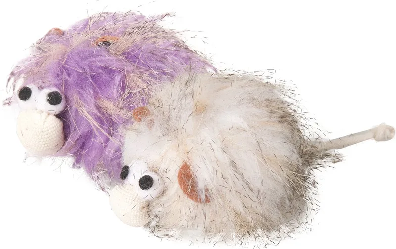 Kattenspeelgoed Pluche Wooly Monster - Paars/Wit - 7 x 4 x 4 cm fra Flamingo i Lilla – produktbillede