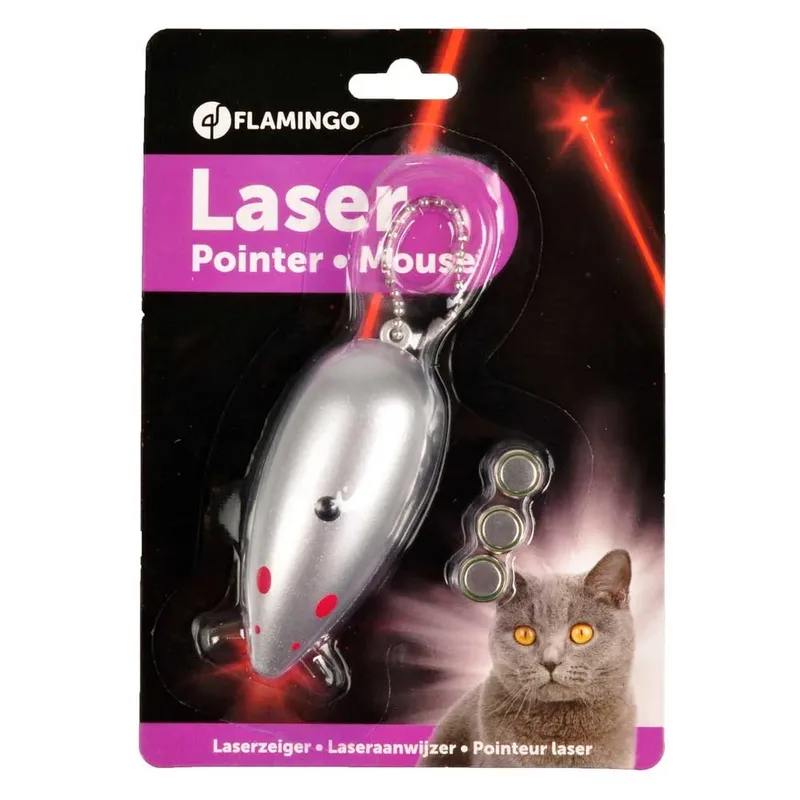 Kattenspeeltjes – laserpen kat – interactief – Flamingo Aludra Muis – 11x3x3cm – zichtbaar tot 3m – incl. 3x LR44 – binnen von Flamingo in Grau – Produktfoto 2 von 2