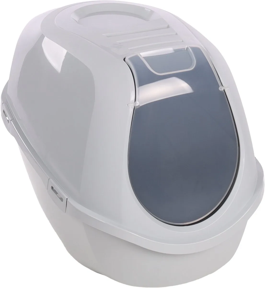 Kattentoilet Trini – XL – 46 x 67 x 49 cm – Met Koolfilter – Duurzaam & Ruim – Gemaakt van Gerecycleerd Kunststof van Flamingo in Grijs – productfoto