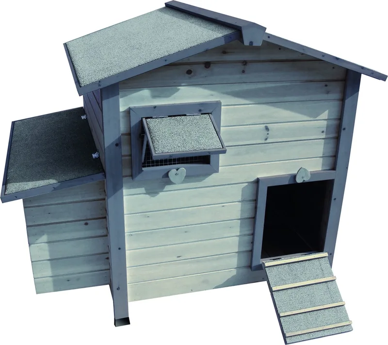 Kippenhok - Happy Hen Cottage - 118 x 89 x 99.5 cm by Flamingo in Grey – product photo