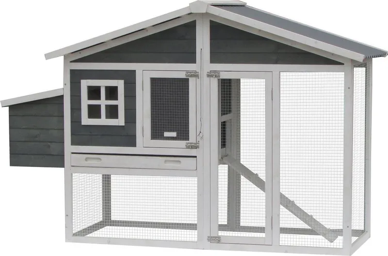 kippenhok Vigo Rustic - wit/grijs 187 x 75 x 120 cm de Flamingo en Gris – photo produit