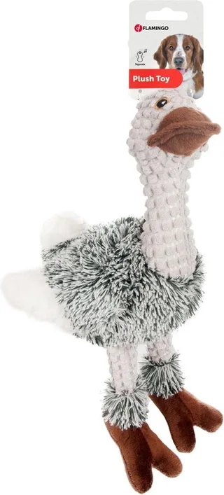 Knuffel Emoe - Hondenspeelgoed - 30 cm de Flamingo en Gris – photo produit 1 sur 2