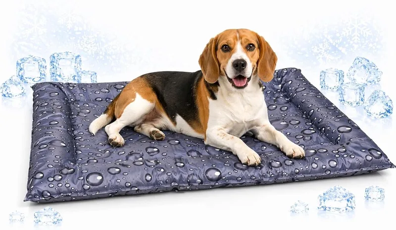 Koelmat hond - verkoelend hondenbed - M - 76x66x6 cm - Drop Grijs - comfortabele koelmat met verkoelende gel by Flamingo in Grijs M – product photo