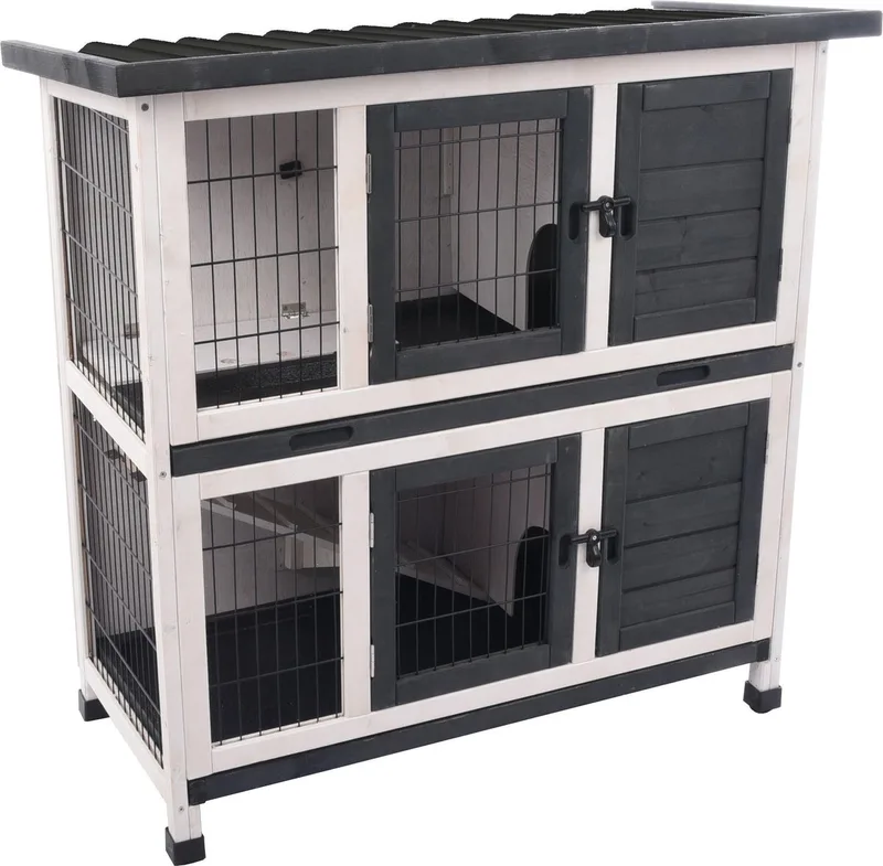 Konijnenhok Combi 1 rustiek 100x50x102 cm fra Flamingo i Flerfarvet – produktbillede