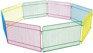Konijnenren – knaagdierren – Flamingo Ren Meerkleurig – Ø84,5cm hoogte 23cm – 8 panelen – metaal – 1 deur met haaksluiting – opvouwbaar – voor kleine knaagdieren – binnen en buiten by Flamingo in Multicolour – product photo 1 of 3