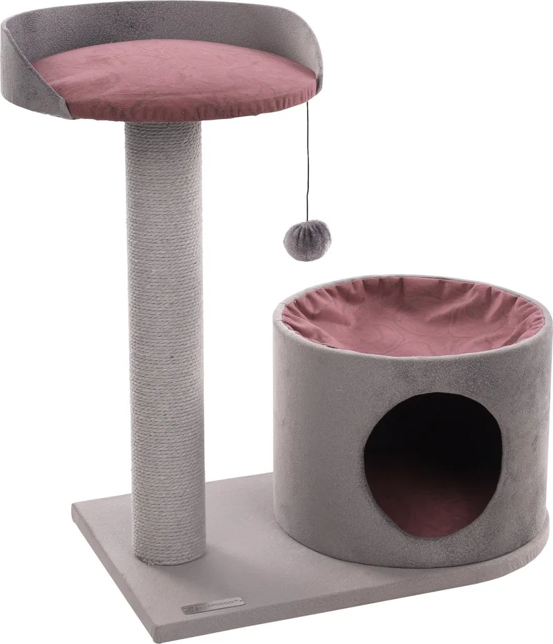 Krabpaal – Flamingo Kara – krabpaal kat – krabmeubel met hangmat en schuilplaats – krabpaal katoen touw – 65x35,5x65 cm by Flamingo in Grey – product photo