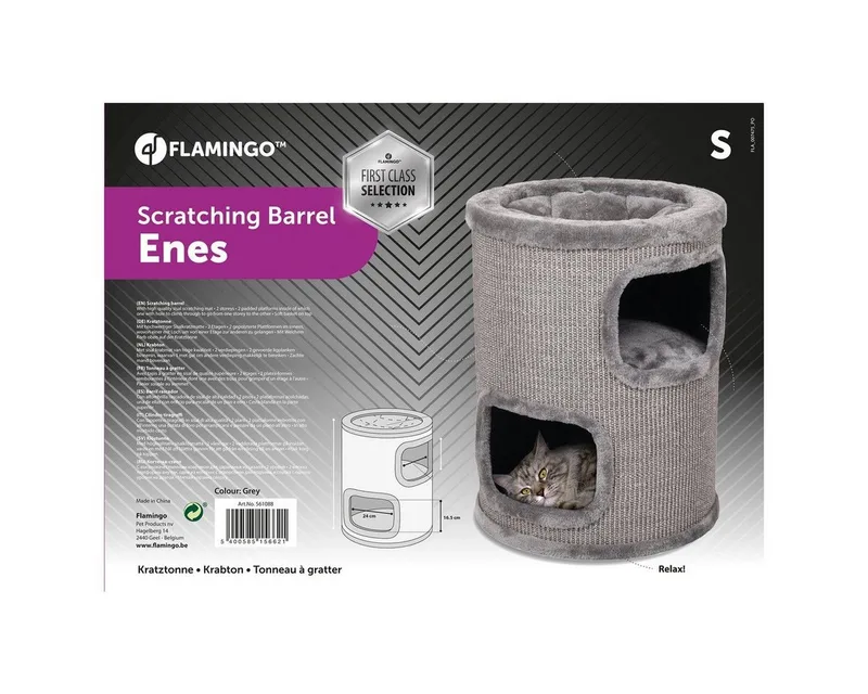 Krabton voor katten – Krabton Enes S – 37x37x60 cm – compacte en luxe krabmeubel – Flamingo First Class Selection by Flamingo in Grey – product photo 2 of 2