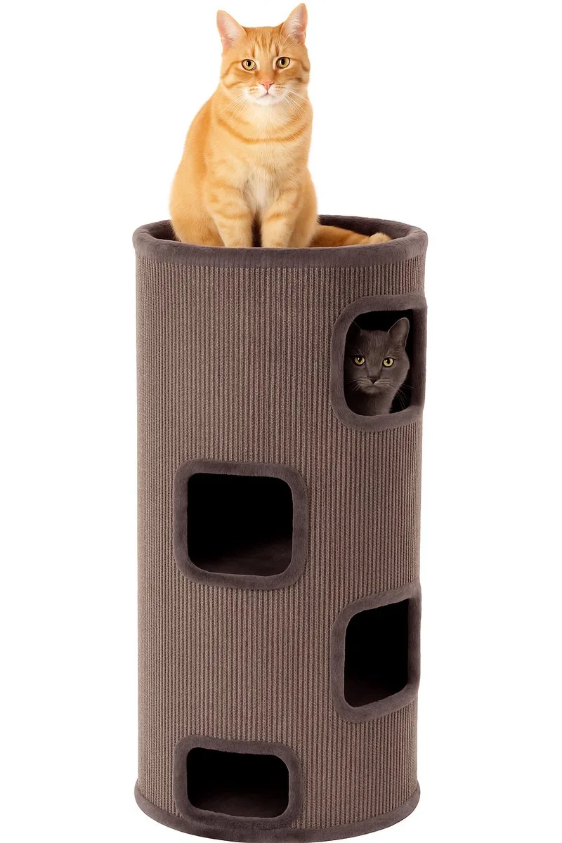 Krabton voor katten – Krabton Enes XL – 50x50x150 cm – luxe krabmeubel met 5 verdiepingen – Flamingo First Class Selection by Flamingo in Grey – product photo
