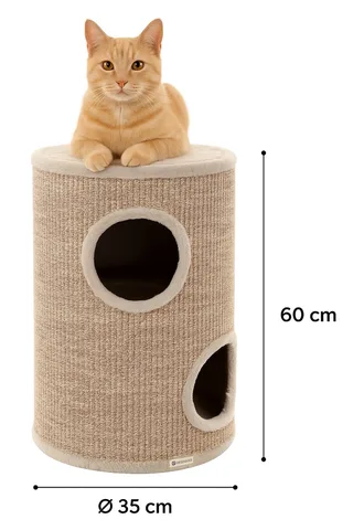 Krabton voor katten – Krabton Greta & Naturel & Lichtbruin S – Ø35x60 cm – compacte en stijlvolle krabmeubel – Flamingo by Flamingo in Grey – product photo 1 of 2