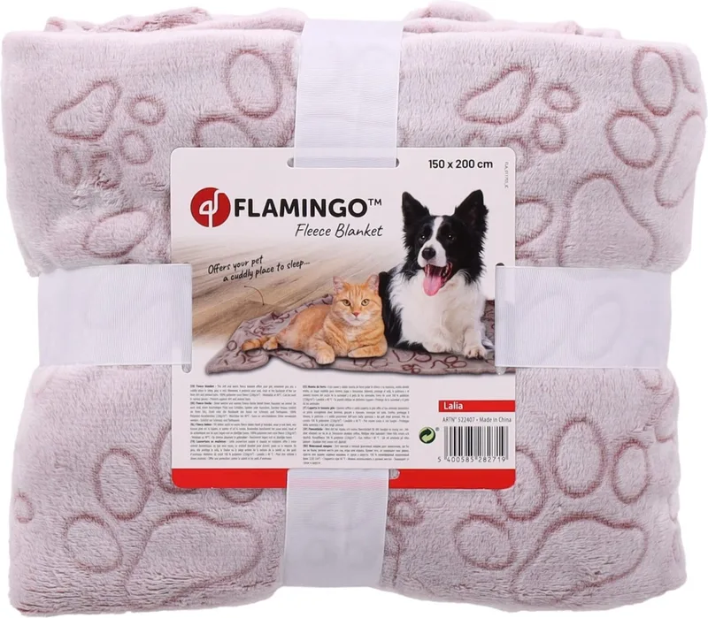 Lalia - Deken Honden;katten - Fleece Deken Lalia Oudroze Poot 150x200cm - 1st von Flamingo in Rosa – Produktfoto