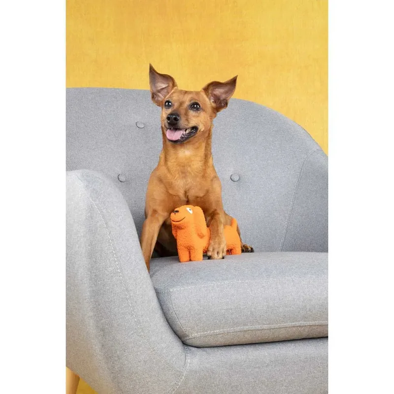 LATEX HOND ORANJE7x28,2x10,7CM - speelgoed hond von Flamingo in Orange – Produktfoto 3 von 5