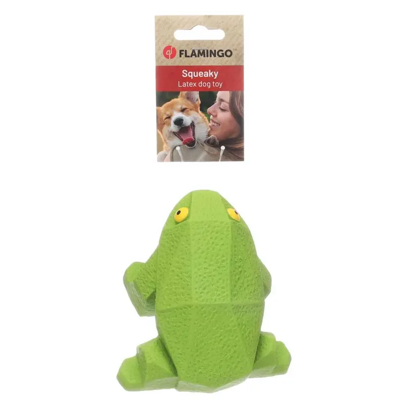 Latex Hondenspeeltje Kikker met Pieper by Flamingo in Green – product photo 2 of 4