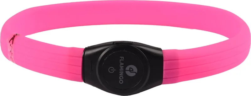 LED halsband hond oplaadbaar – Ilona Visio – 35-64cm – lichtgevende halsband met USB & 3 standen – zichtbaarheid tot 500m by Flamingo in Pink – product photo