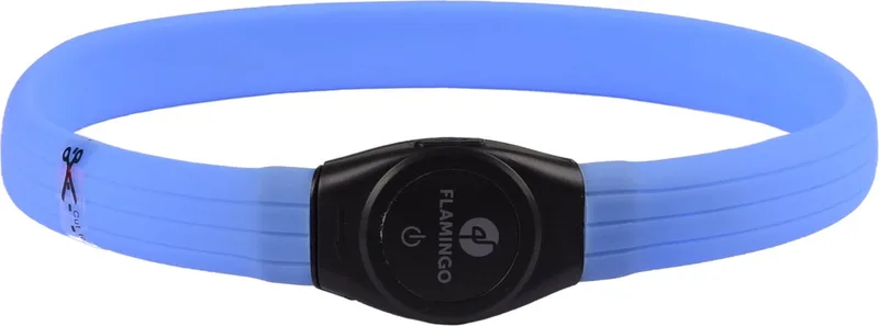 LED halsband hond oplaadbaar – Ilona Visio – 35-64cm – lichtgevende halsband met USB & 3 standen – zichtbaar tot 500m by Flamingo in Blue – product photo