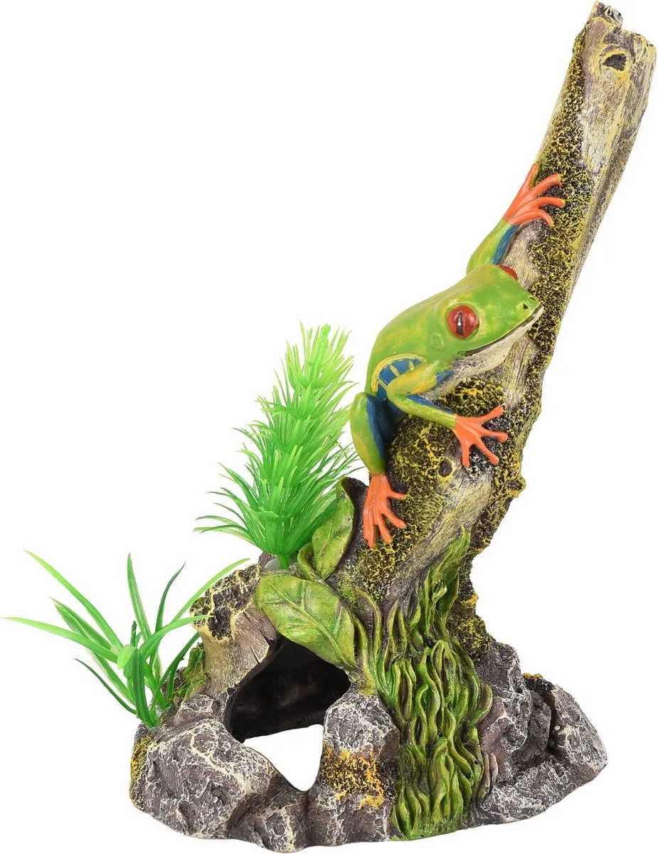 Leto - Decoratie Vis - Ad Leto Kikker Op Tak 13x8x19cm - 1st - 116435 - 1st de Flamingo en Gris – photo produit