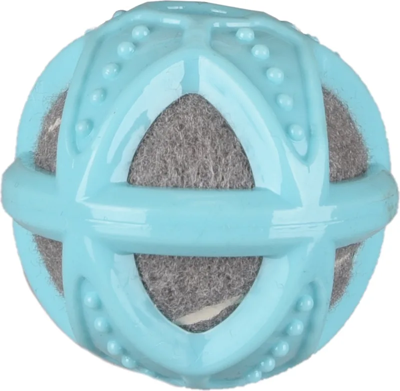 Loekie - Speelgoed Honden - Hs Loekie Puppy Tpr Met Tennisbal Blauw/grijs Dia.8cm - 1st - 127846 - 1st by Flamingo in Blue – product photo