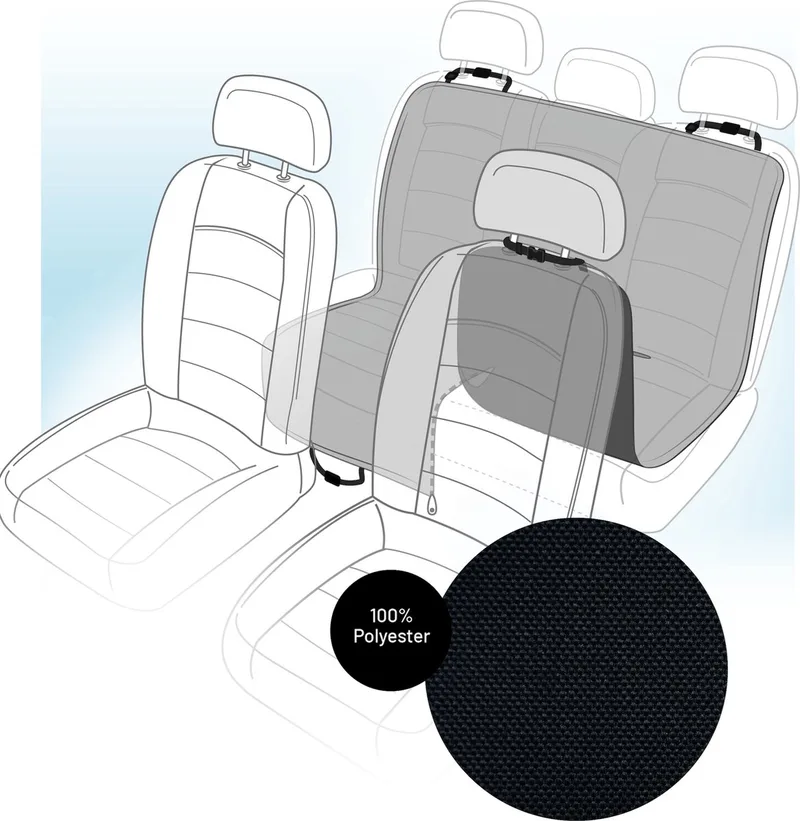 Luxe Hondendeken voor Auto - Autodeken - Hondenmand Auto - Zwart – 156 x 128 cm – Waterafstotende Achterbankbeschermer voor Honden von Flamingo in Jort – Produktfoto