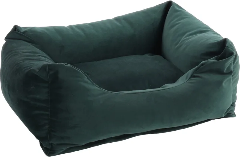 Mand Elena Rechthoekig - 65 x 50 x 20 cm - Hondenmand - Hondenkussen de Flamingo en Vert – photo produit